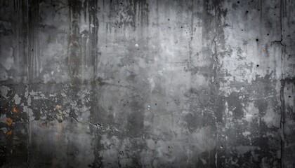Fototapeta premium A close-up of a weathered, gray concrete wall with visible textures, stains, and imperfections.