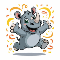 rhinoceros design character design posing happy