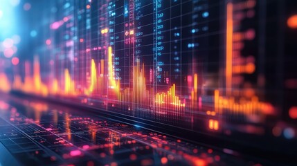 Obraz premium Comparative bar chart design with gradient coloring showing tech performance metrics side-by-side in futuristic business data visualization interface