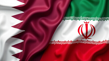Qatar and Iran Muslims Flags together