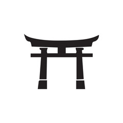 japanese garden gate vector illustration