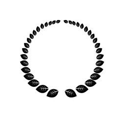 A black and white illustration of a laurel wreath, a symbol of achievement.
