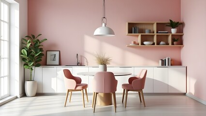 Modern Dining Room with Kitchen Space