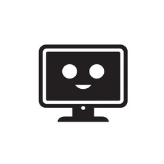 lcd monitor with a face vector illustration