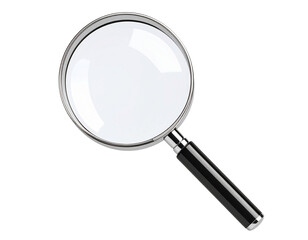 Realistic 3D search magnifying glass icon, isolated on a transparent background