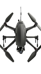 Drone glides between illuminated skyscrapers city high resolution picture