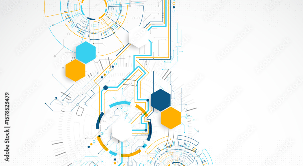 Poster abstract background. scientific and technological concept with the use of technical elements formed 