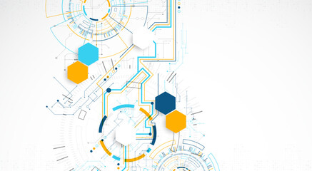 Obraz premium Abstract background. Scientific and technological concept with the use of technical elements formed in the shape of a circle. Vector