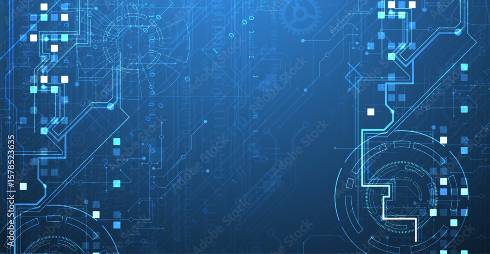 Poster abstract background. scientific and technological concept with the use of technical elements formed 