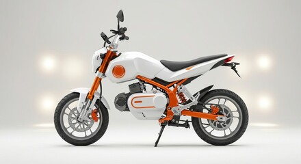 Fototapeta premium red motorcycle on white and black backgrounds with chrome and sport design