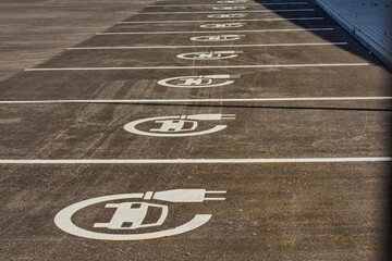 Parking space for electric cars. Special place for parking electric cars.