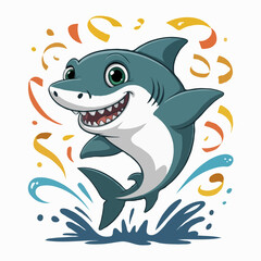 Obraz premium shark illustration character posing happy design