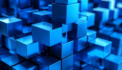 Obraz premium Abstract 3D cubes in deep blue