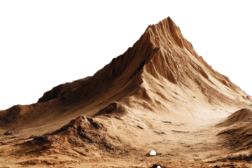 Sharp ridge of desert peak glowing landscape isolated on transparent background