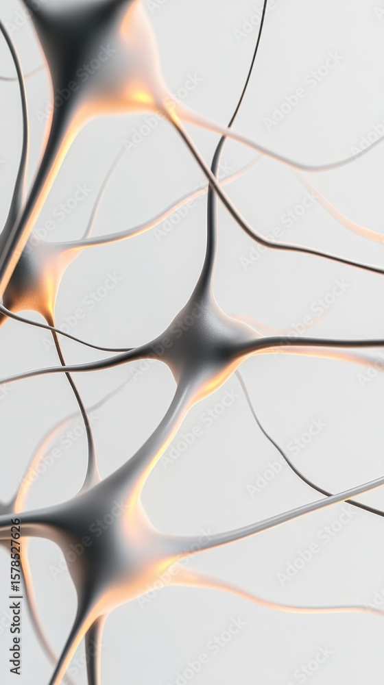 Poster abstract silver structures connect on a white background. neural networks concept. neurons communica