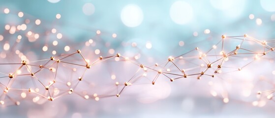 Glowing Network Links Connecting Points on Blurred Background Illustrating Neural Data Arrangement and Complex Systems