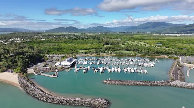 Spectacular cinematic aerial footage of Yorkeys Knob Cairns Queensland Australia