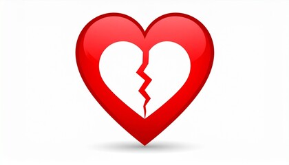 A vivid red heart split down the center with a jagged crack—an iconic emblem of emotional rupture, vulnerability, and symbolic pain held in striking simplicity.