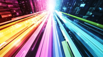 Abstract colorful radiating lines design