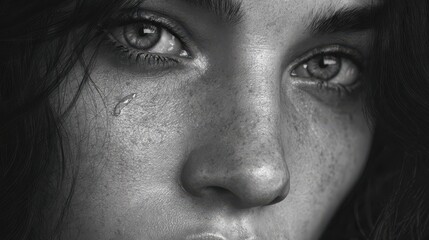 Fototapeta premium black and white portrait of a woman cry