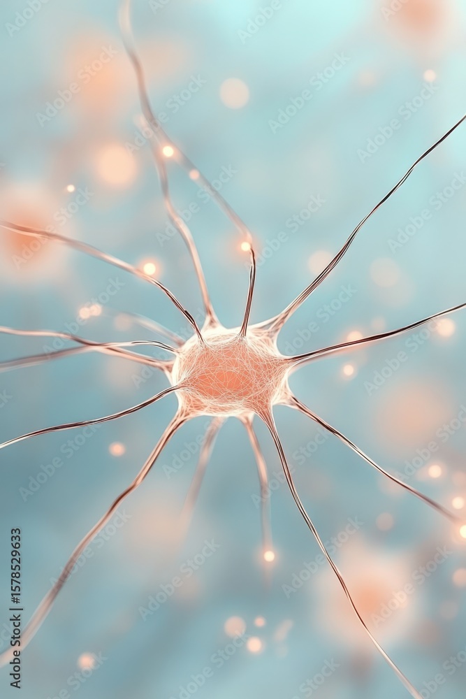 Poster networks abstract depiction on a light blue gradient background. neural connection concept with comp