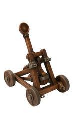 Wooden Medieval Catapult – 3D Siege Weapon Isolated on White Background