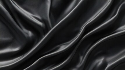 Fototapeta premium isolated black wavy silk or satin fabric banner