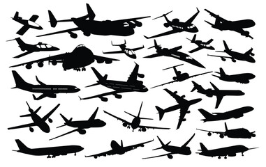 Big set silhouettes of passenger liners.
