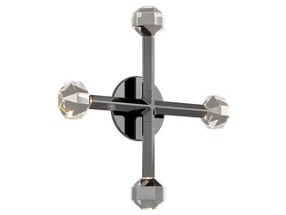  , Brass -Black-Silver / Clear crystal , Elegant Lighting Fixture Against black bachground 