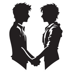Friendship Silhouette of Two Boys Facing Each Other