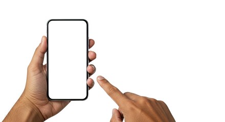 Smartphone being held and touched by hand