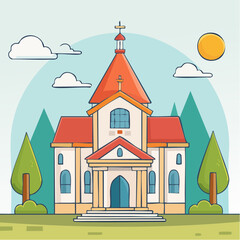 Naklejka premium line art church cathedral