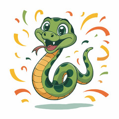 snake design illustration posing happy
