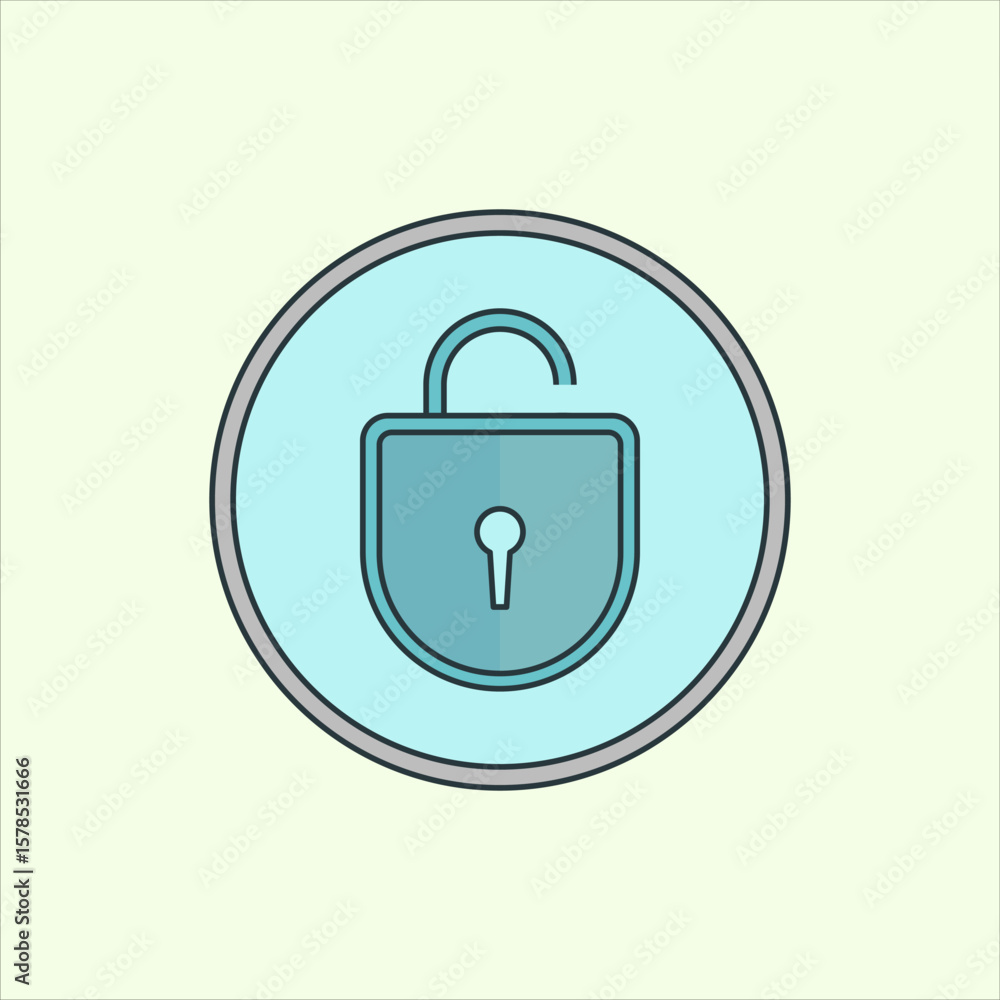 Fototapete Unlock icon. icon related to design elements. suitable for web site, app, user interfaces,element, printable etc. flat icon style. simple vector design editable