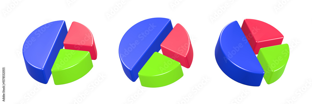 Poster pie chart infographic 3d rendering