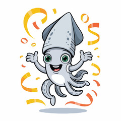 squid character design illustration happy posing