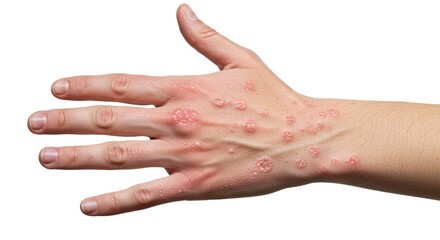 Hand with painful skin condition rough texture