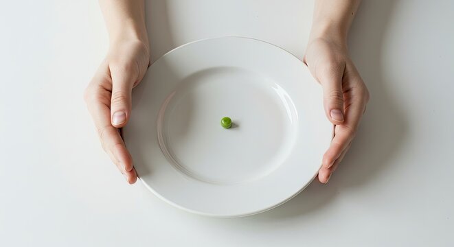 Solitary pea on a sparse plate