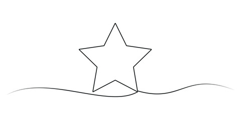 Star icon continuous one line drawing vector illustration