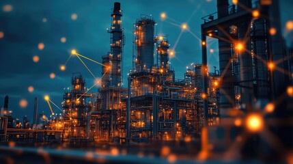 Carbon capture technology system visual with industrial pipeline, AI emissions analytics, and clean energy transformation concept overlay