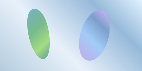 3d render, abstract simple geometrical shapes isolated on white background. Flat round glass with green blue violet gradient. Modern minimal concept