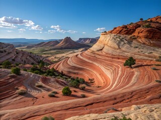 The wave sandstone formation in coyote buttes arizona under a blue sky