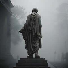 A marble statue of a Roman philosopher 