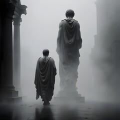 A marble statue of a Roman philosopher 