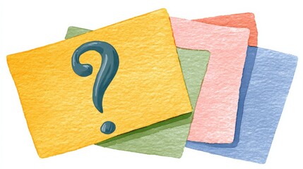 Colorful Blank Cards Stacked with Question Mark for Gender Reveal Party