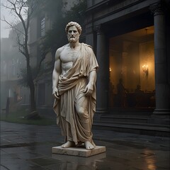 A marble statue of a Roman philosopher 