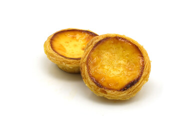 Egg tart the delicious crispy bakery on  white background