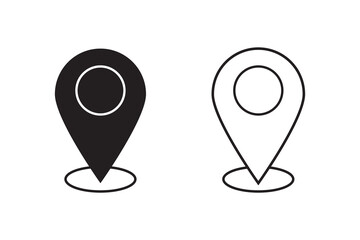 Map pin icon, location symbol.