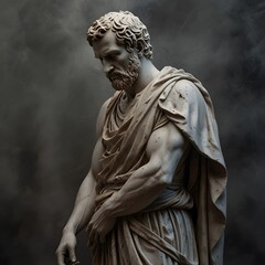 A marble statue of a Roman philosopher 