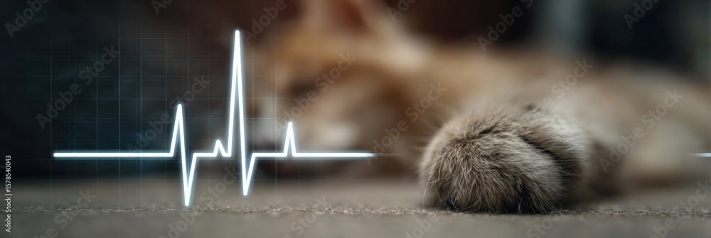 Aufkleber monitoring pet health with a digital heart monitor featuring a modern interface and blurred backgrou